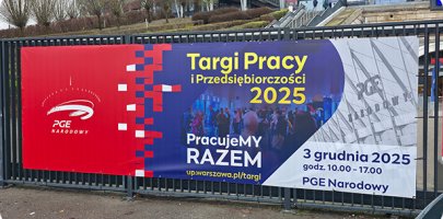 Key visual dla Targów Pracy i Przedsiębiorczości, który opanował Warszawę